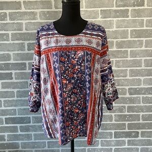 THE VERMONT COUNTRY STORE | WOMENS SIZE LARGE | FLORAL LIGHTWEIGHT PRINTED TOP